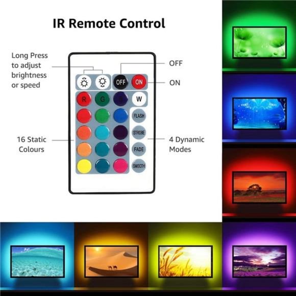 LED Strip Lights for TV,6.56Ft RGB Color Changing TV Backlights with Remote - Picture 2 of 6